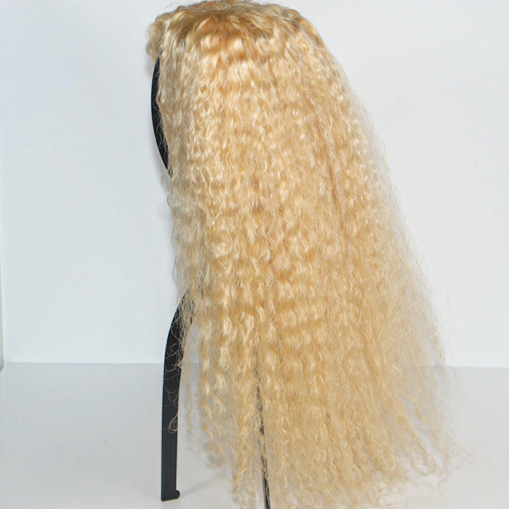 Champagne Blonde Curly Closure Wig